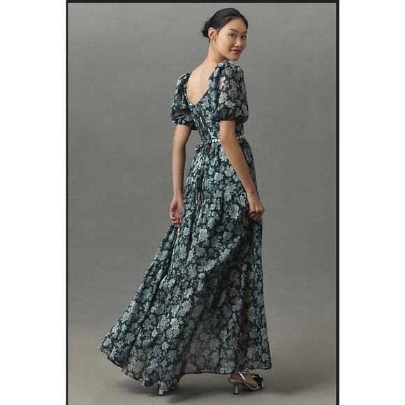 V. Chapman Emma V-Neck A-Line Brocade Cutout Maxi Dress Size 2 NWT - Picture 4 of 15